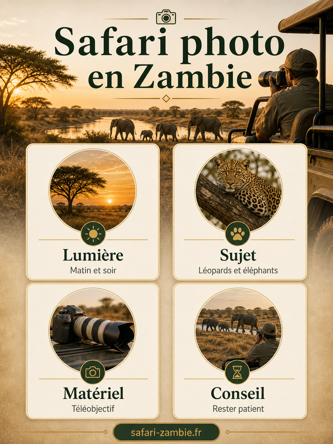 Infographie - Safari photo en Zambie : l’immersion sauvage absolue - safari-zambie.fr
