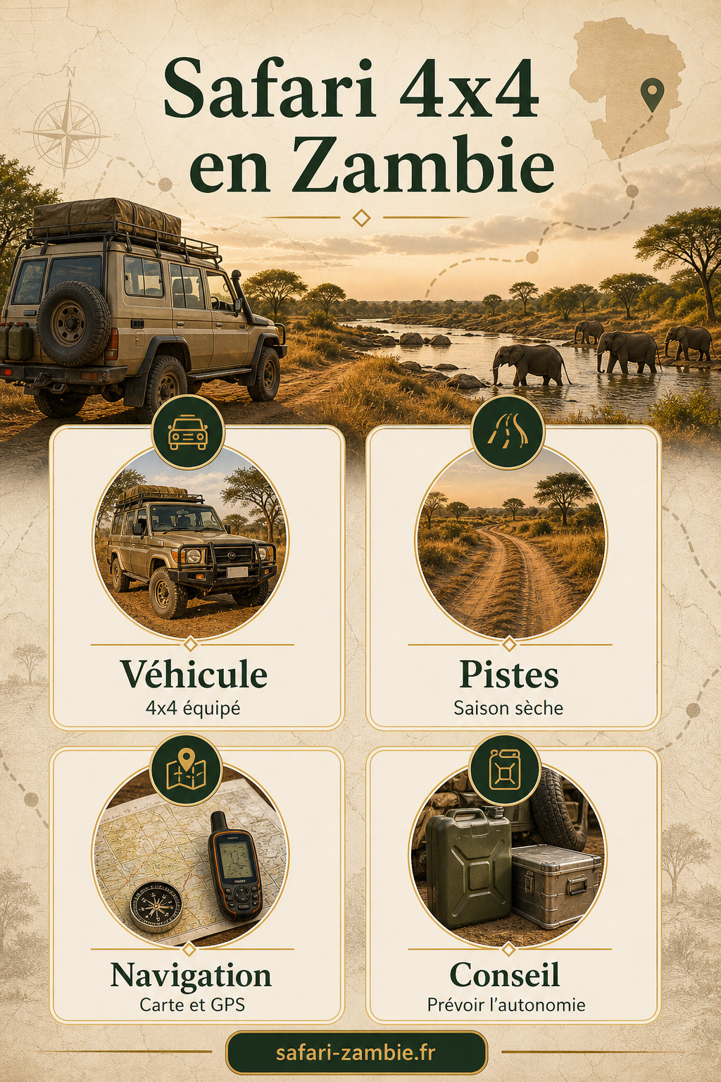 Infographie - Réussir son safari 4×4 en Zambie : le guide de l’autonomie - safari-zambie.fr