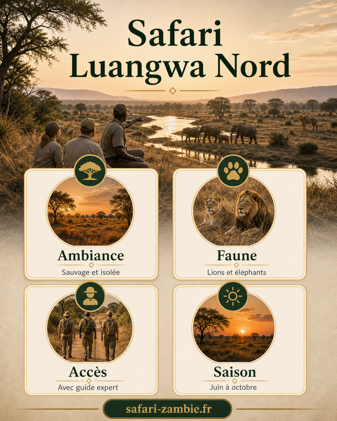 Infographie - Safari Luangwa Nord : l’immersion sauvage absolue en 2026 - safari-zambie.fr