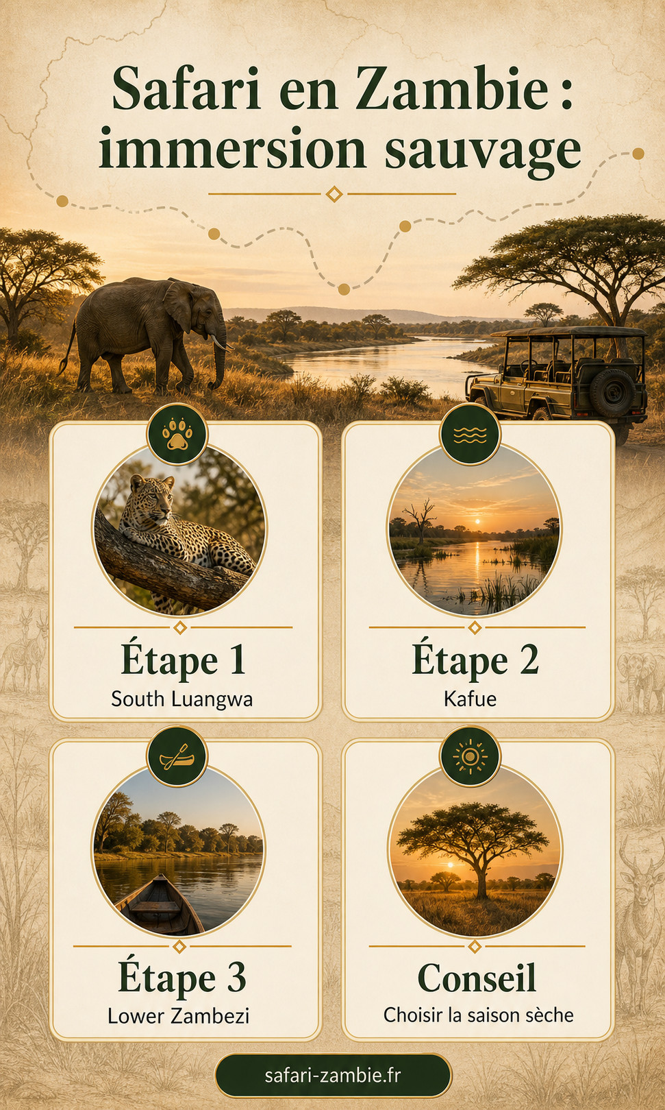 Infographie - Réussir son safari en Zambie : l’immersion sauvage absolue - safari-zambie.fr