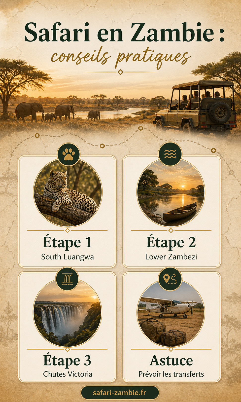 Infographie - Safari en Zambie : itinéraire idéal et conseils pratiques - safari-zambie.fr