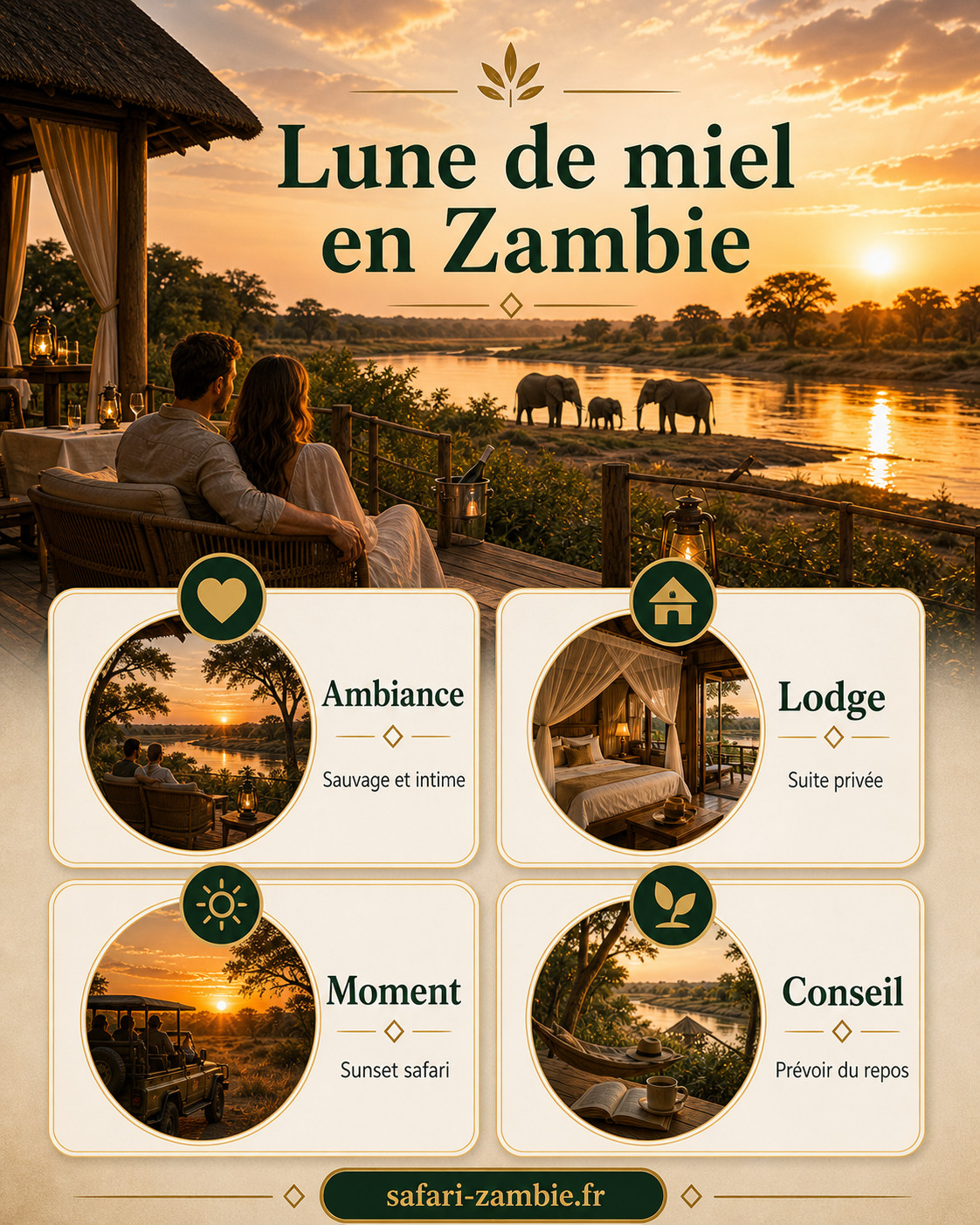 Infographie - Safari en Zambie : une lune de miel sauvage et exclusive - safari-zambie.fr