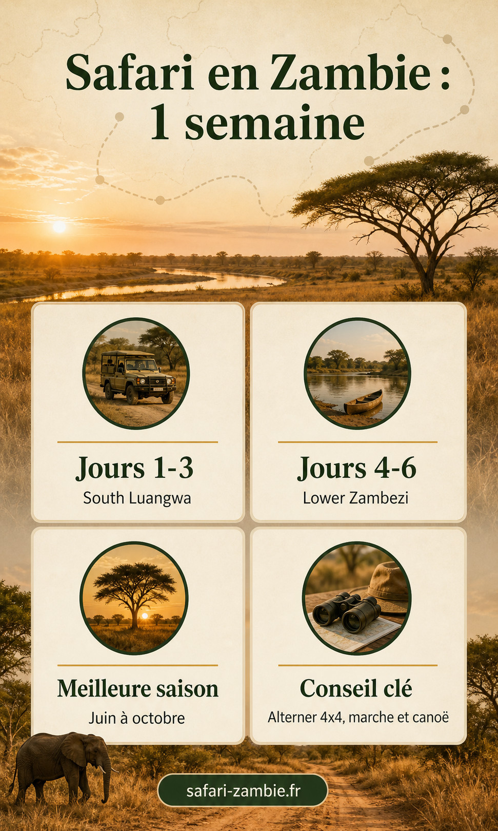 Infographie - Safari en Zambie d’une semaine : itinéraire et conseils - safari-zambie.fr
